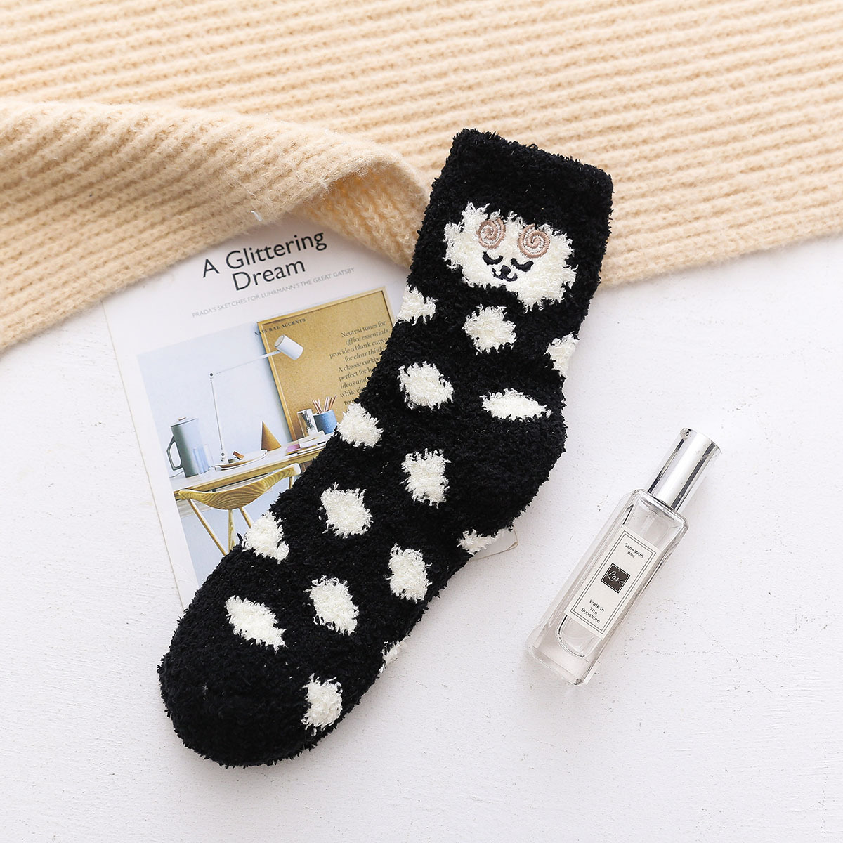 Autumn And Winter Thick Warm Socks Love Cute Candy Colored Spots Sheep Home Floor Socks Wholesale